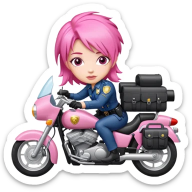 Female cop with pink hair on a motorcycle sticker