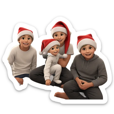 smiling boys in santa hats sticker