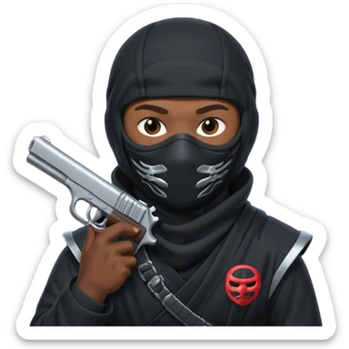 Una persona que sea así 🥷 pero con una pistola  sticker