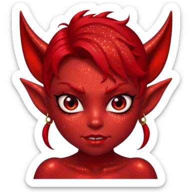 red glitter imp lust sticker