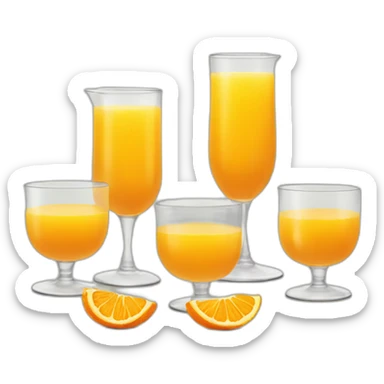 A table filled with glasses of orange juice sticker