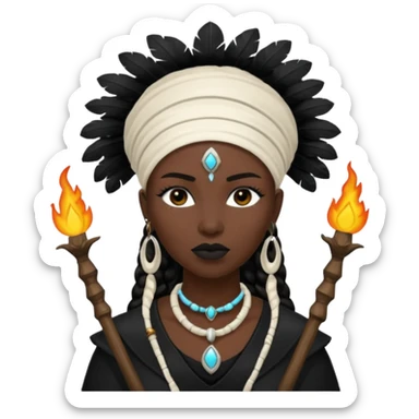 white shaman woman black clothes black accesories  sticker