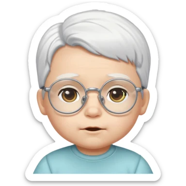 white haired little baby with glassess sticker