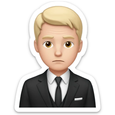 a man in a formal suit thinks hard sticker