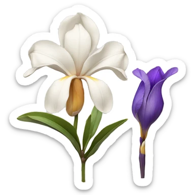 magnolia flower and iris flower sticker