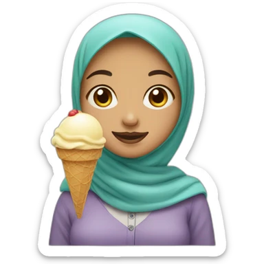 Hijab girl with ice cream sticker