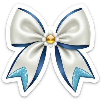 white flower bow with glitter sticker
