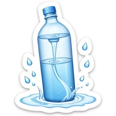 bottle of water being spilled sticker