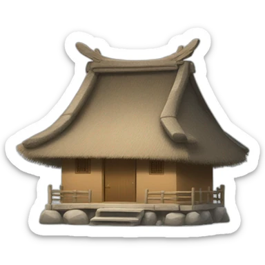 a Chinese-style hut with a thatched roof sticker