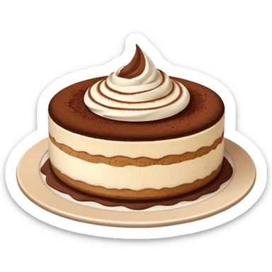 Tiramisu cheesecake with cream on a beige plate sticker
