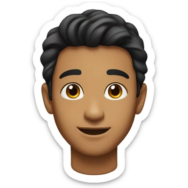 A young man with caramel skin, slightly longer black hair, a smiling face without a beard. Clean eyebrows  sticker