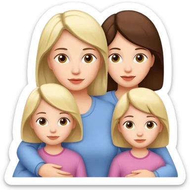 Mother with three daughters below her  sticker