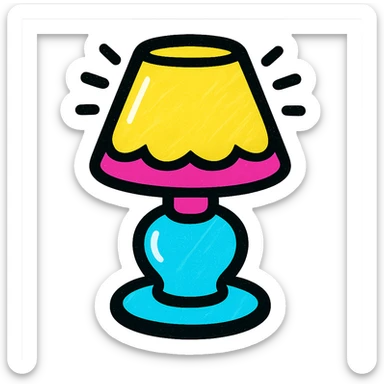 vibrant pop art style neon sign of a lamp sticker