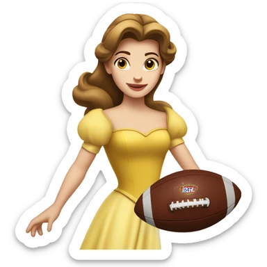 White Disney princess Belle wearing holding a football sticker