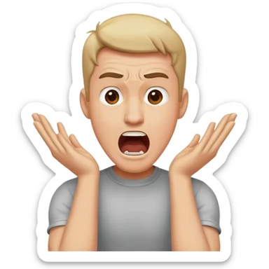 man with arms crossed over neck yelling sticker