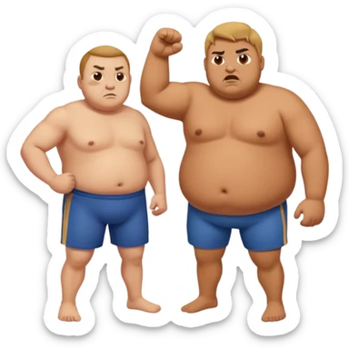 Fat man fighting with a skinny man sticker