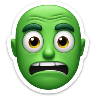 mad green face sticker