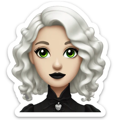Goth lady with black lolita dress, green eyes, black eyeshadow sticker