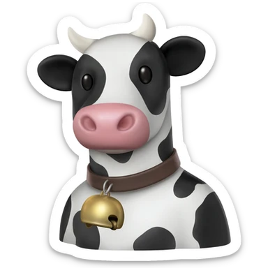 very small plain cowbell on a collar with cow black and white pattern sticker