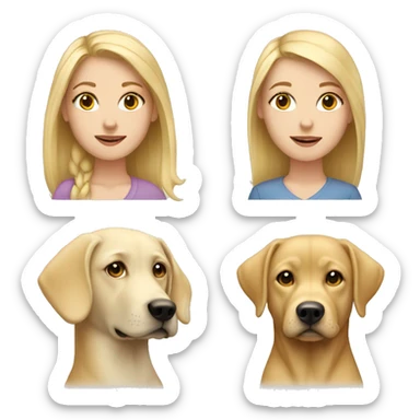 a white girl with blonde hair and a yellow lab sticker