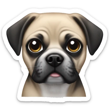 Black and White puggle sticker