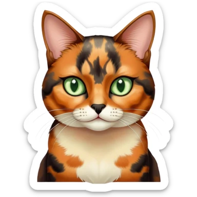 Tortoiseshell color cat with sage green eyes sticker