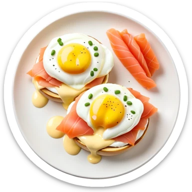 Eggs benedict with smoked salmon sticker