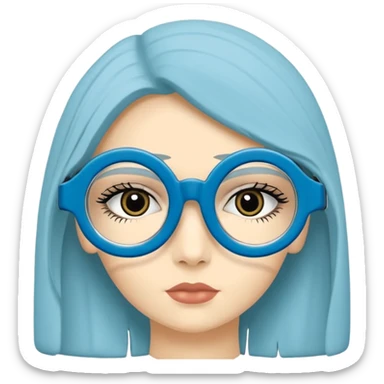 O data cu parul saten ,ochii griji-albastrii ,ochelari și codițe de pisica ..și langa o pisicuță alba pufoasa ,cu ochii verzi și o a doua pisica siameza pufoasa cu capul maro -negru și coada ,restul corpului un maro deschis spre alb  , ochii albaștrii  sticker