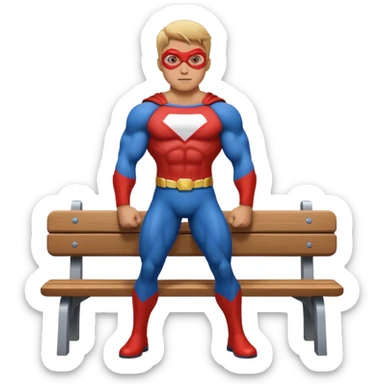 superhero standing next to a bench sticker