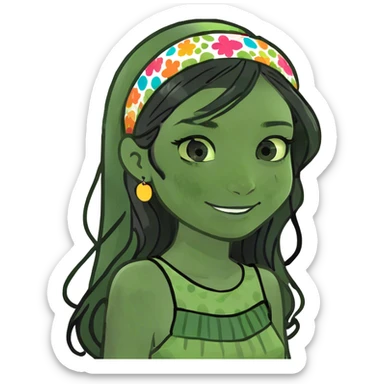 Girl with black long hair & dimples  sticker