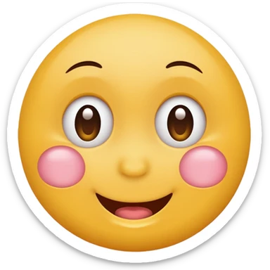 Emoji, yellow round smiling face, pronounced shame sticker