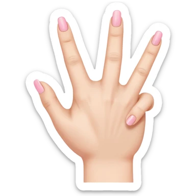 Hand with index, middle, and pinky finger extended. Touch thumb and ring finger sticker