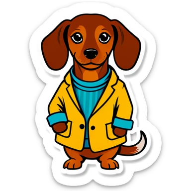 Dachshund dog with clothes sticker