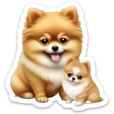 Pomeranian puppy with fat girl sticker