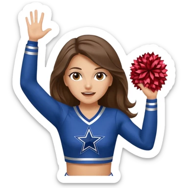 white happy long haired brunette girl hazel eyes in dallas cowboy cheerleader outfit cheering sticker
