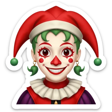 Jester, black and red and white sticker
