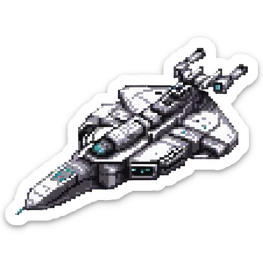 battle-worn space cruiser with weapon turrets sticker