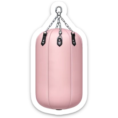 White punching bag with pastel pink details, soft background sticker