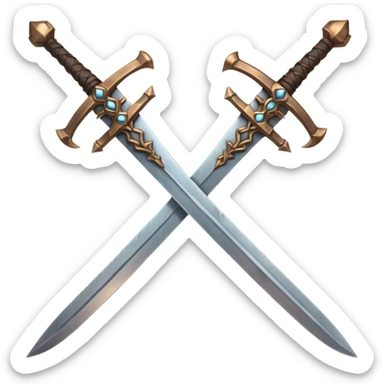  two sword cross, world of war craft style sticker