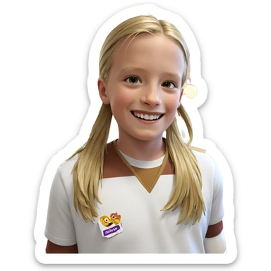 smiling boy with food indoors sticker