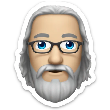 White man grey dreadlocks blue eyes moustache glasses and goatee beard sticker