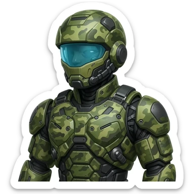 hi-tech soldier in green olive colors sticker
