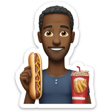 black man with hot dog sticker