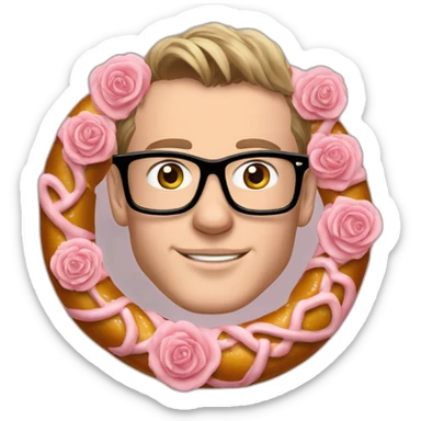 Jonathan Toews wearing glasses as a pretzel with pastel roses sticker