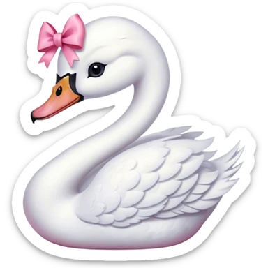 Cute white swan with a pink bow sitting down sticker