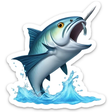 Sword fish making a splash  sticker