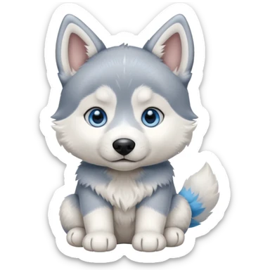a sitting husky puppy sticker