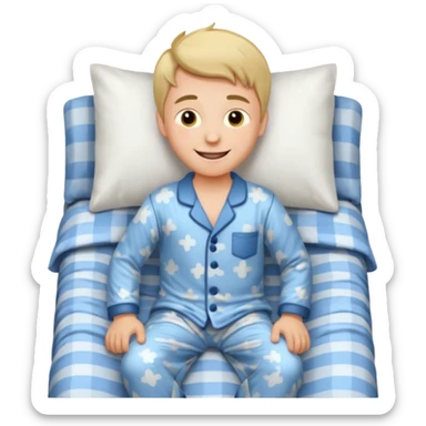 emoji- of a smiley boy getting up from a bed sticker