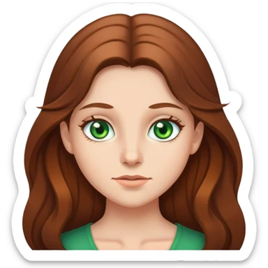 Girl with brown long hair and green eyes sticker