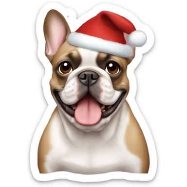 Brown French bulldog, christmas sticker